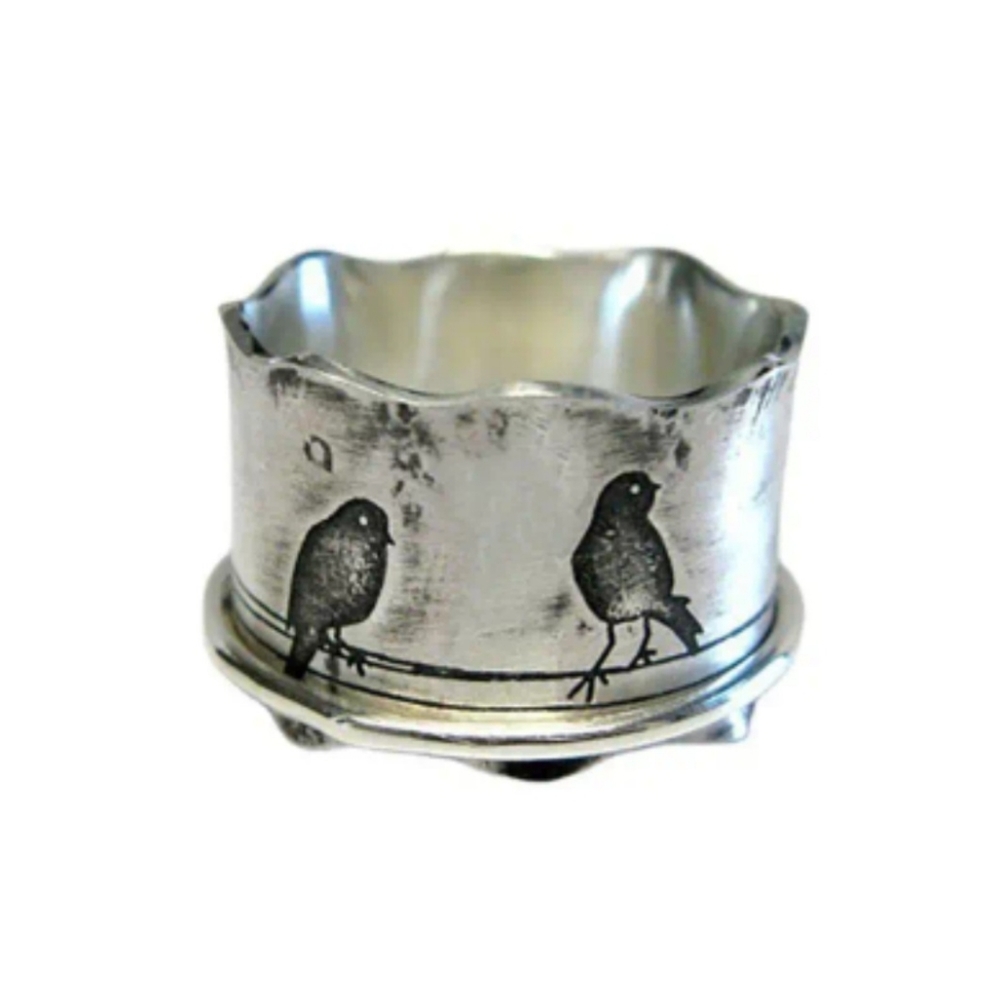 NEW Silver Tone Birds 🐦 Ring Size 8 Vintage Chunky Style L👀k - Picture 2 of 3
